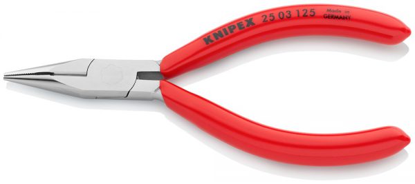 Platspitse tang met zijsnijder (radiotang) verchroomd met kunststof bekleed – KNIPEX-Werk – 4003773000006 –