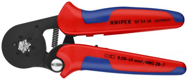 Zelfinstellende krimptang voor adereindhulzen met zij-invoering – KNIPEX-Werk – 4003773000006 –